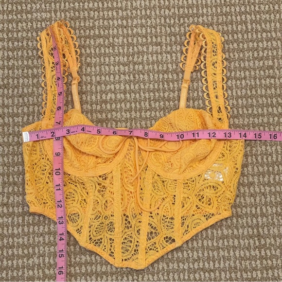 For Love & Lemons Sammie Bustier Crop Top Yellow Medium - Picture 5 of 8